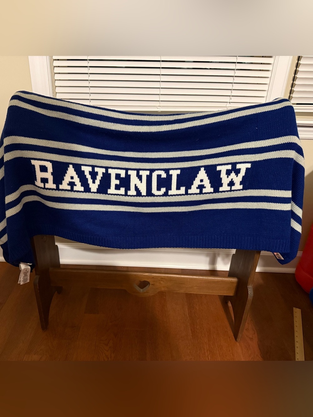 Pottery Barn Teen Harry Potter Ravenclaw Knit Throw Blanket Blue Silver 50x60